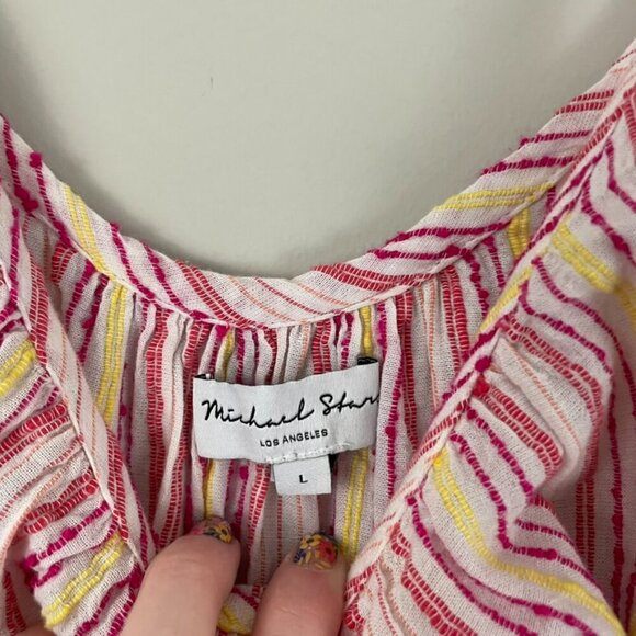 Michael Stars Matilda Cotton Stripe Belted Midi Dress Size Large - Picture 3 of 6